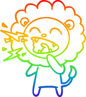 Gökkuşağı gradyan çizgi çizimi Bir insan tarafından çizilmiş kükreyen bir aslan