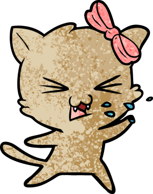 Bir insan tarafından çizilmiş çizgi film kedisi.