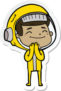 Bir insan tarafından çizilmiş mutlu bir astronotun çıkartması.