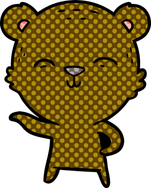 Bir insan tarafından çizilmiş mutlu çizgi film ayısı.