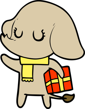 Bir insan tarafından çizilmiş sevimli çizgi film fili.