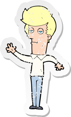 Bir insan tarafından çizilen, sıkılmış bir adamın karikatür çıkartması.