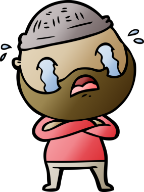 Çizgi film sakallı adam bir insan tarafından çizilmiş ağlıyor.