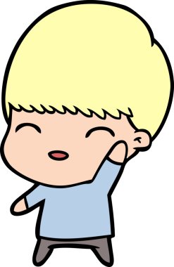 Bir insan tarafından çizilmiş mutlu çizgi film çocuğu.