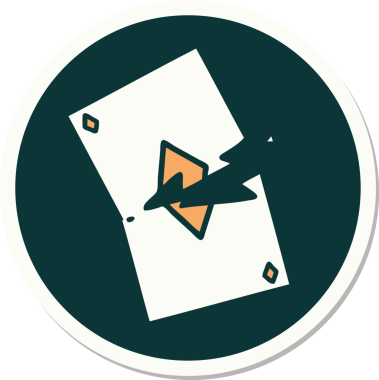 Bir insan tarafından çizilmiş yırtık bir kartın geleneksel stiliyle dövme çıkartması