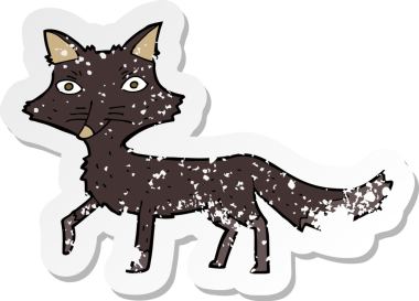 Bir insan tarafından çizilmiş küçük bir kurdun gerilmiş çıkartması.