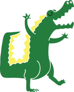 Bir insan tarafından çizilmiş garip çizgi film timsahı.