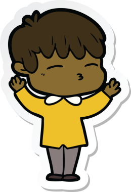 Bir insan tarafından çizilmiş meraklı bir çocuğun çıkartması.