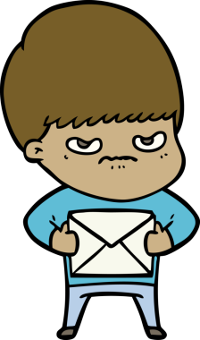 Bir insan tarafından çizilmiş kızgın çizgi film çocuğu.