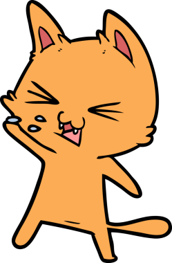 Bir insan tarafından çizilmiş kedi tıslaması.