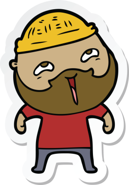 Bir insan tarafından çizilmiş mutlu sakallı bir adamın çıkartması.