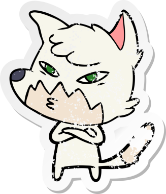 Bir insan tarafından çizilmiş zeki bir tilkinin sıkıntılı çıkartması.