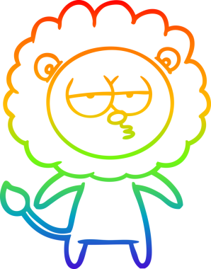 Gökkuşağı gradyan çizgi çizimi bir insan tarafından çizilmiş sıkılmış bir aslan