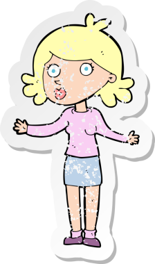 Bir insan tarafından çizilmiş, kafası karışmış bir karikatürün gerilimli çıkartması.