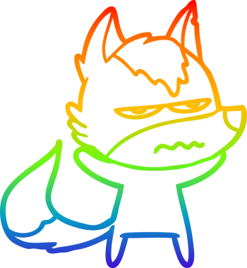 Gökkuşağı gradyan çizgi çizimi Bir insan tarafından çizilmiş rahatsız kurt