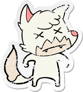 Bir insan tarafından çizilmiş ölü tilki çizgi filminin sıkıntılı çıkartması.