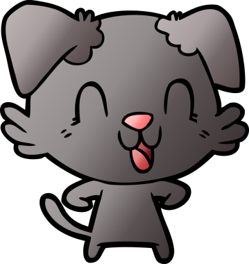 Bir insan tarafından çizilmiş gülen çizgi film köpeği.