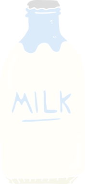 Bir insan tarafından çizilmiş süt şişesinin düz renk çizimi