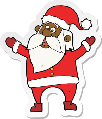 Bir insan tarafından çizilmiş Noel Baba çizgi filminin çıkartması.