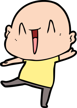 Bir insan tarafından çizilmiş mutlu, kel adam.