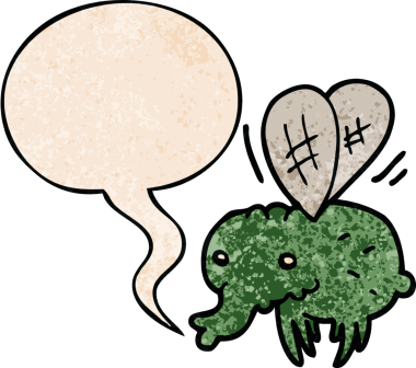 bir insan tarafından çizilmiş eski moda konuşma baloncuğu ile çizgi film sineği