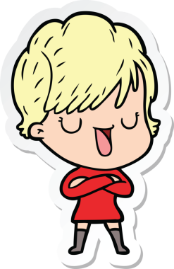 Bir insan tarafından çizilmiş bir karikatür kadının çıkartması.