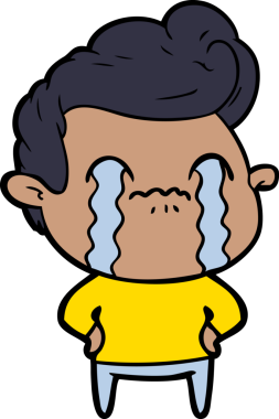 Bir insan tarafından çizilmiş ağlayan çizgi film adamı.