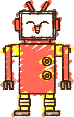 Bir insan tarafından çizilen robot tebeşiri.