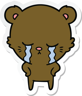 Bir insan tarafından çizilmiş ağlayan çizgi film ayısının çıkartması.