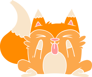 Bir insan tarafından çizilmiş komik düz renkli çizgi film tilkisi