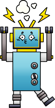 Bir insan tarafından çizilmiş bir robotun gölgelenmiş çizimi