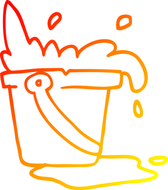 Bir insan tarafından çizilmiş karikatür su ve kovanın sıcak gradyan çizimi