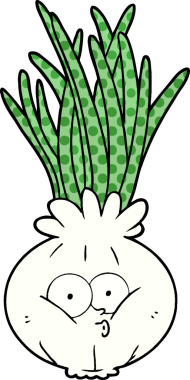 Bir insan tarafından çizilmiş karikatür soğanı.