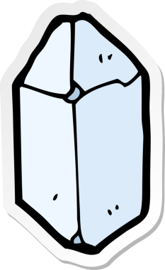 Bir insan tarafından çizilmiş kristal bir karikatür çıkartması.