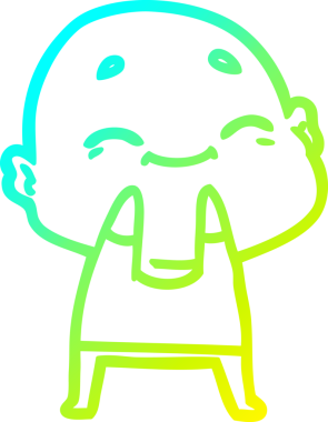 Bir insan tarafından çizilmiş, mutlu, kel bir adamın çizdiği soğuk çizgi.