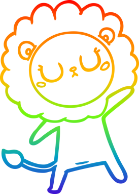 gökkuşağı gradyan çizgi çizimi bir insan tarafından çizilmiş bir aslan