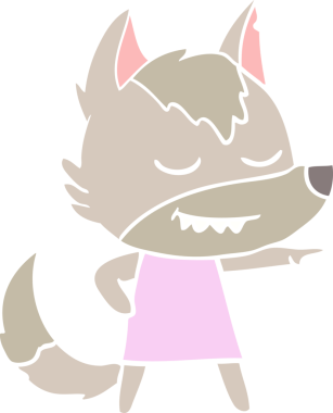 Düz renkli bir çizgi film karakteri olan kurt kız bir insan tarafından çizilmiş.