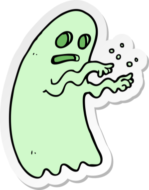 Bir insan tarafından çizilmiş bir hayaletin çıkartması.