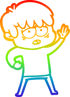 gökkuşağı gradyan çizgi çizimi bir insan tarafından çizilmiş bitkin bir çocuk