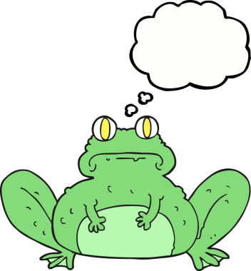 Bir insan tarafından çizilmiş serbest çizim baloncuklu kurbağa.