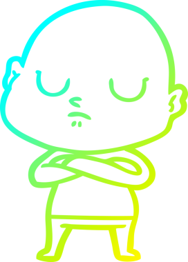 Bir insan tarafından çizilmiş kel bir adamın soğuk çizgi çizimi.