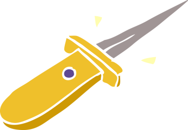 Bir insan tarafından çizilmiş karikatür, fiske, bıçak.