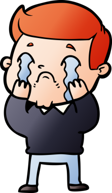 Bir insan tarafından çizilmiş ağlayan çizgi film adamı.