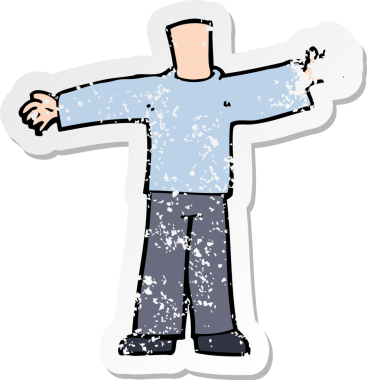 Bir insan tarafından çizilmiş kolları açık, karikatür bir vücudun gerilmiş çıkartması.