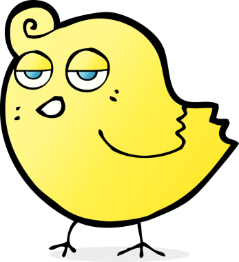 Bir insan tarafından çizilmiş çizgi film kuşu.