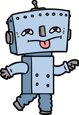 Bir insan tarafından çizilmiş çizgi film robotu