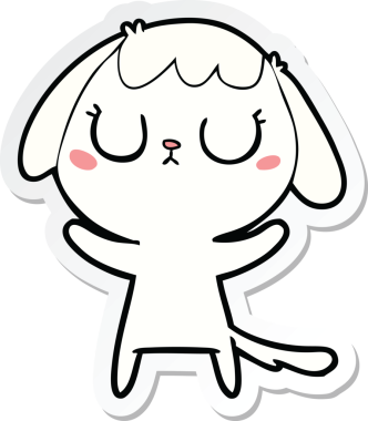 Bir insan tarafından çizilmiş şirin bir köpeğin çıkartması.