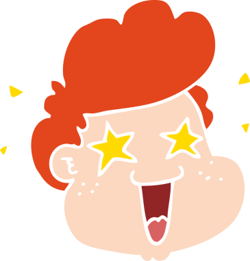 Düz renkli çizgi film karakteri bir insan tarafından çizilmiş.