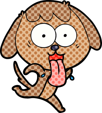 Bir insan tarafından çizilmiş şirin bir çizgi film köpeği.