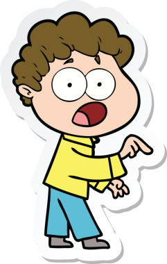 Bir insan tarafından çizilmiş, şaşırarak nefes nefese kalmış bir çizgi film karakterinin çıkartması.